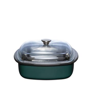 Riess Email Dampfgarer mit Glasdeckel und Gareinsatz 3-tlg. Nouvelle Teal